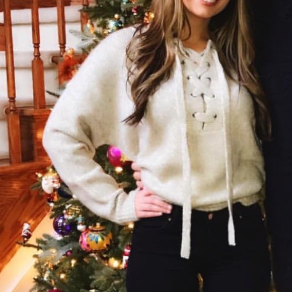 Zara Sweaters - Zara | Lace-Up Chunky Knit Sweater | Size S